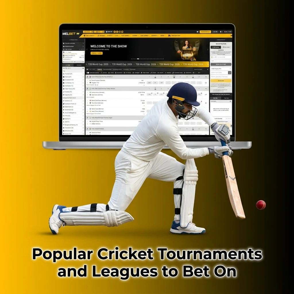 Cricket tournaments and leagues to bet on Melbet IPL ICC T20 World Cup Ashes BBL SA20 ILT20