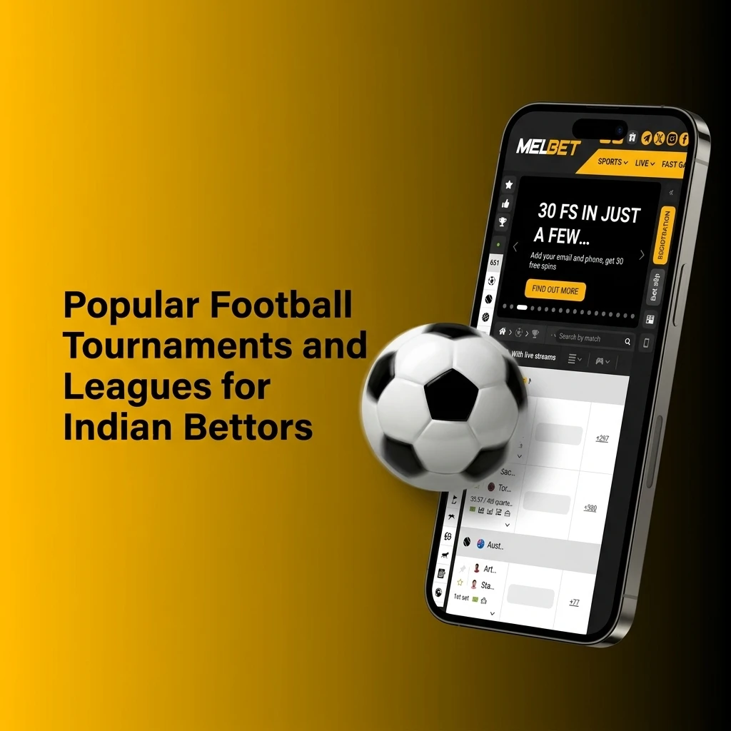 Popular football tournaments available for Indian bettors on Melbet including FIFA World Cup, UEFA Champions League, EPL and ISL